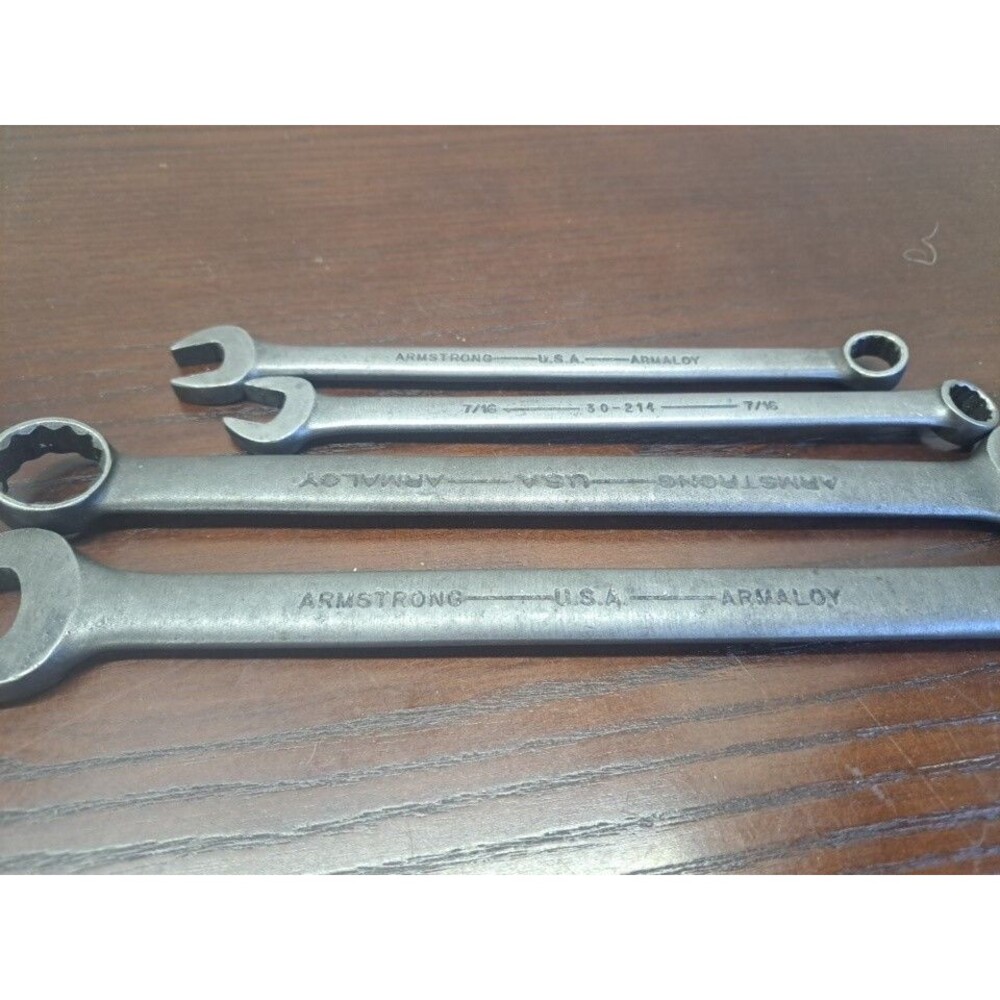 Set Of 4 Armaloy Made In USA Combination Ended Wrenches 3/4, 7/16,11/16